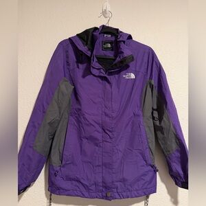 The North Face Women's Purple and Gray Hooded Ski Jacket